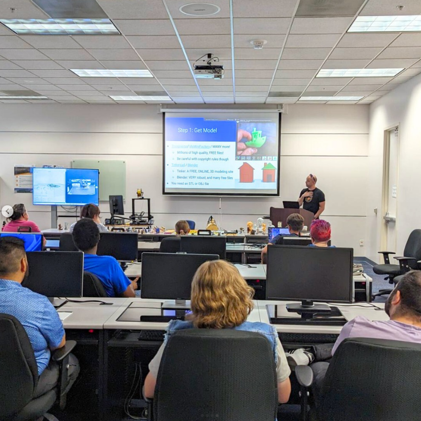 Kevin hosting a 3D printing workshop