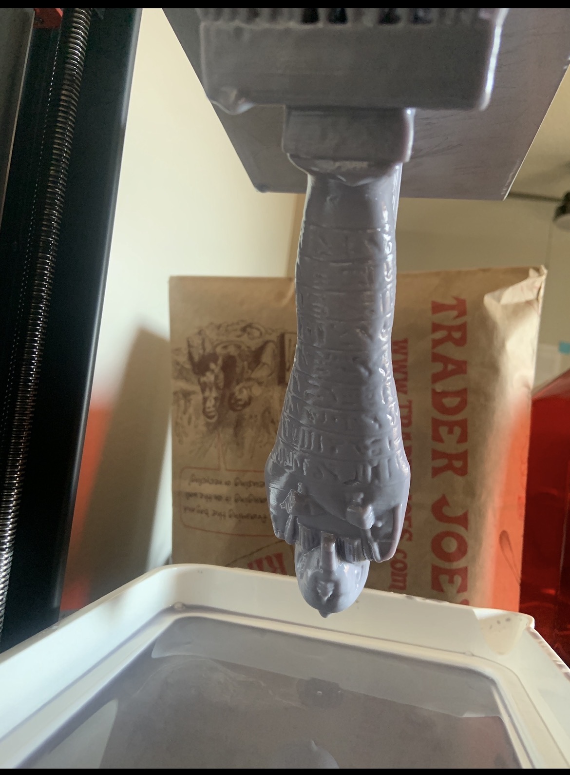 Faience Ushabti for Horwedja upside down on the 3D printer