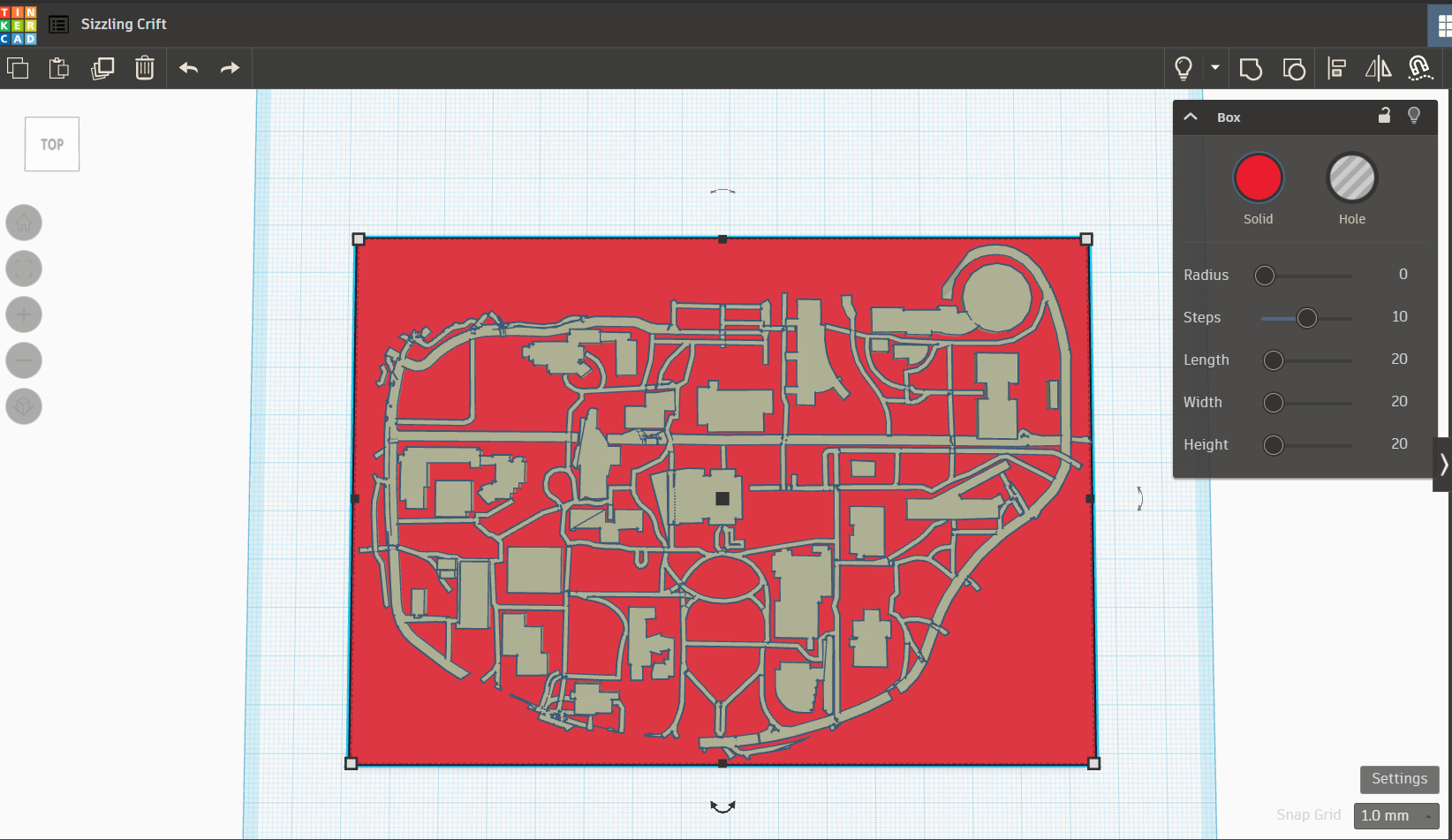 The map we made before, but now with a base plate added.