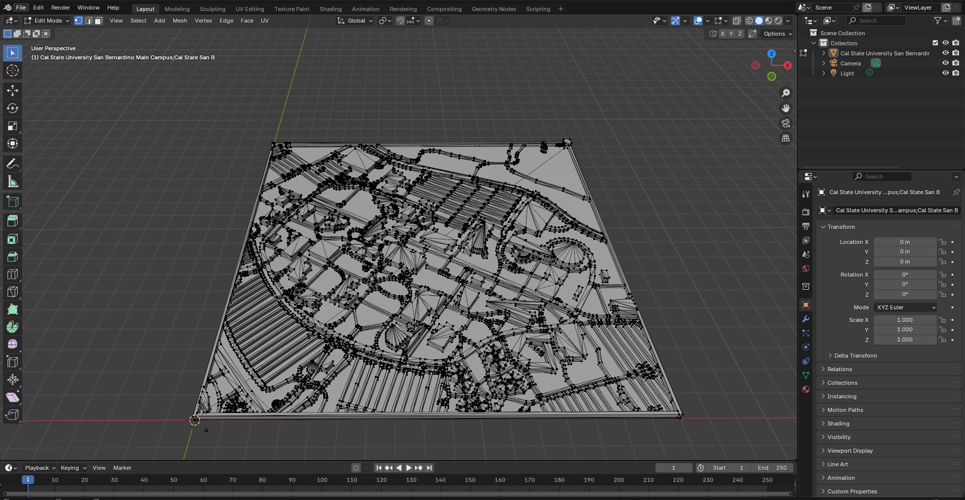 Blender edit mode. There are not a lot of black dots on the model