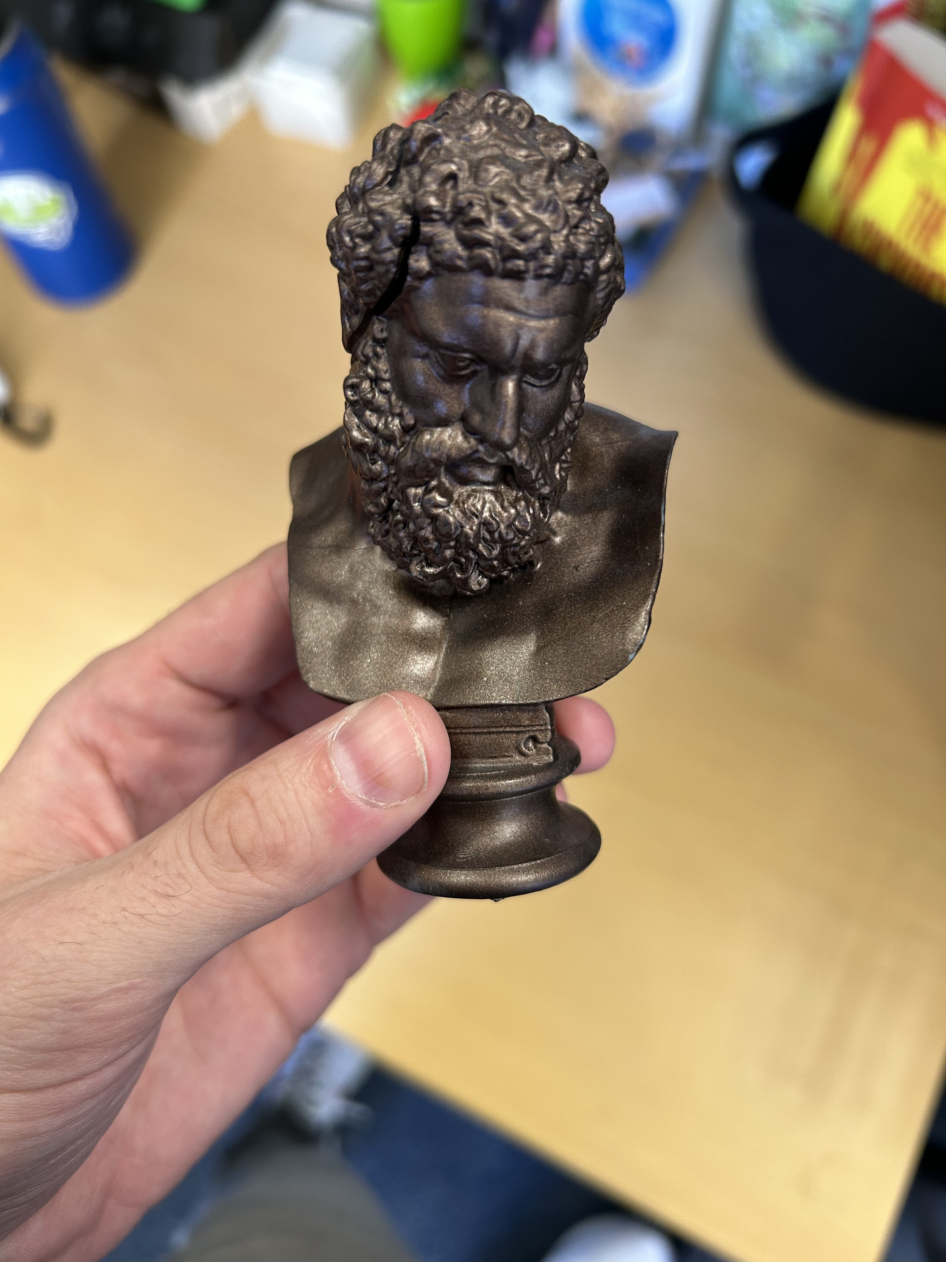 Medusa statue spray painted gold