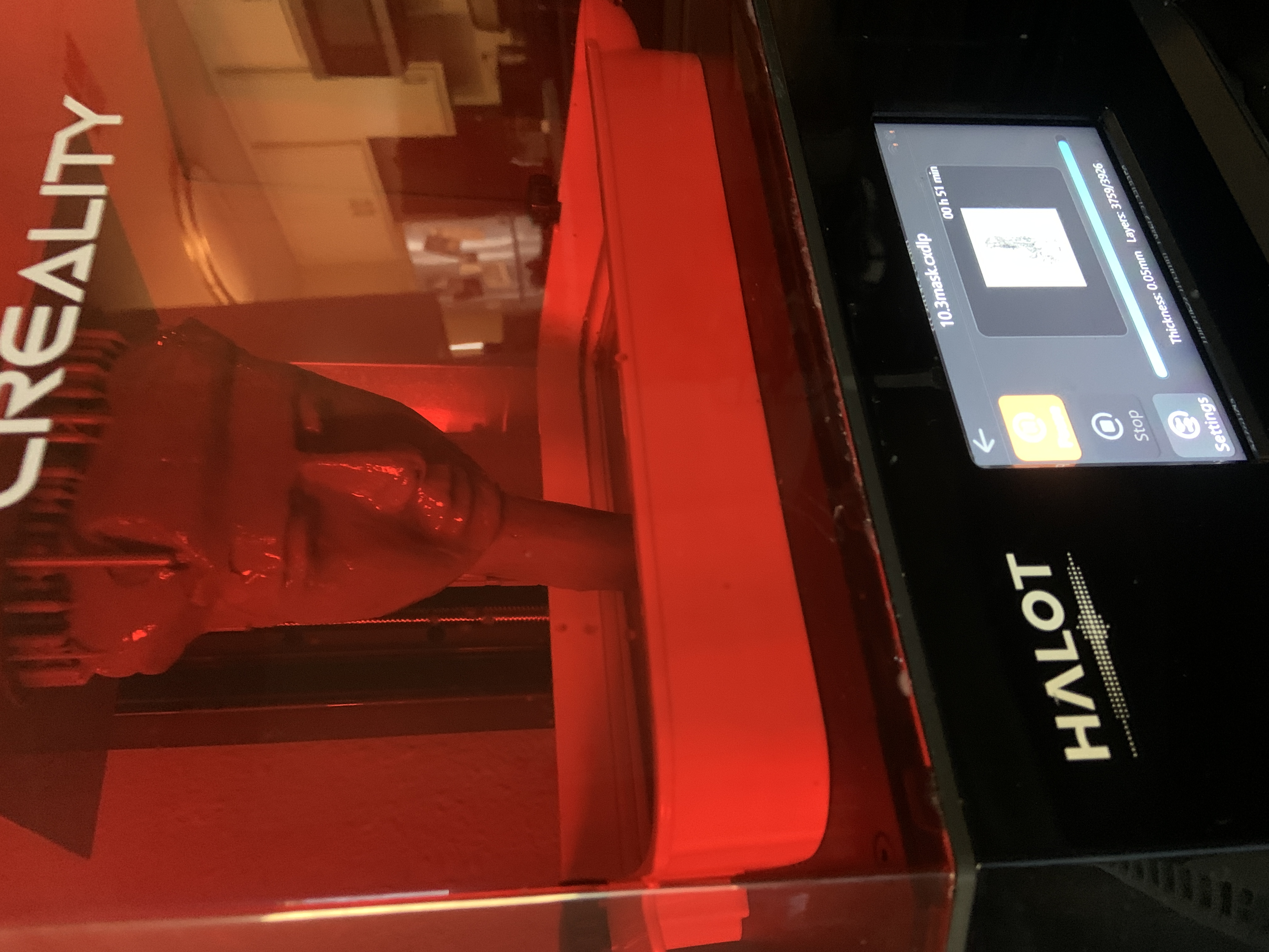 Mask as it is being made on the printer