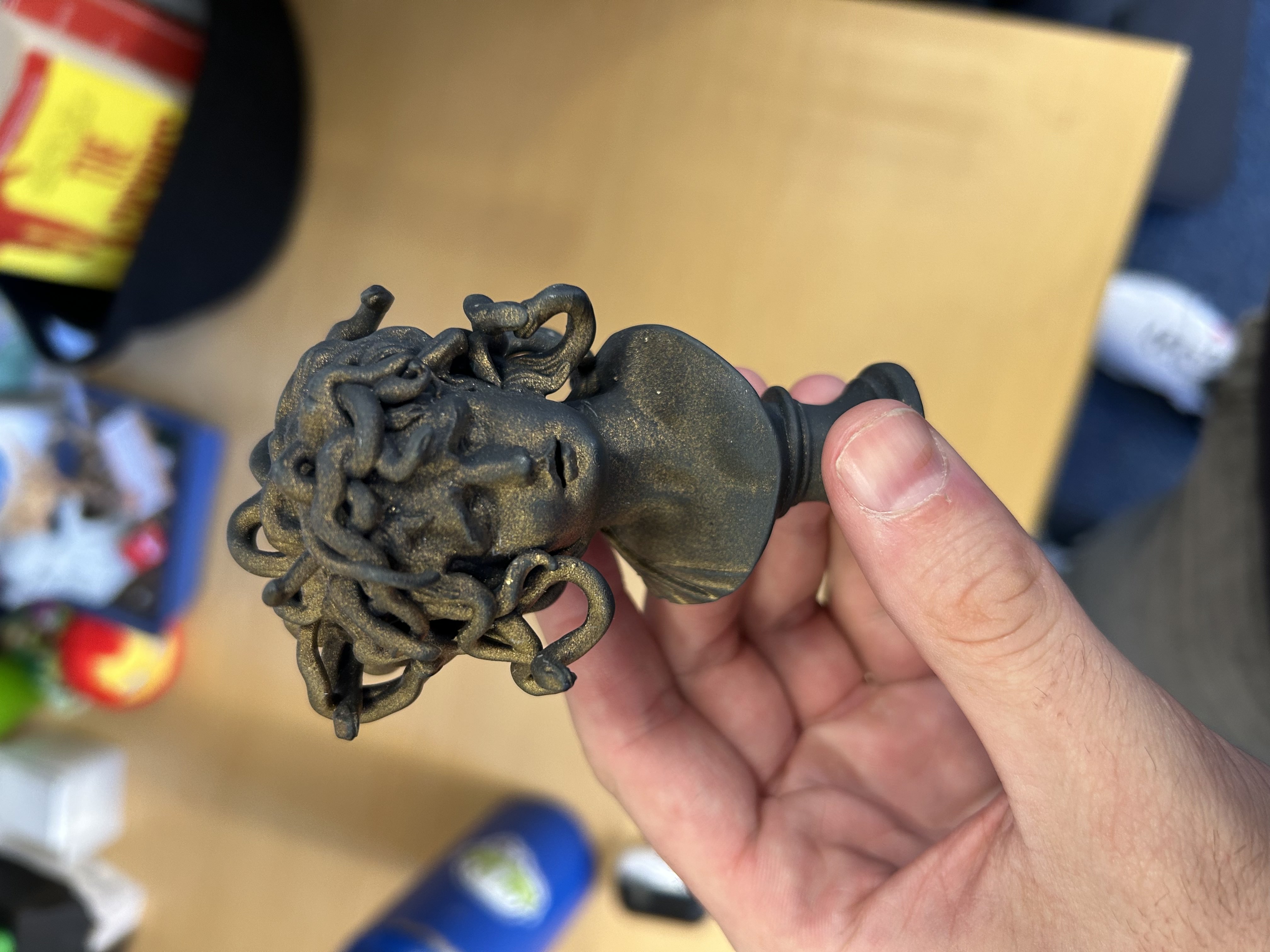 Medusa statue spray painted gold